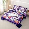thumbnail image 3 of Erosebridal Kawaii Little Ghost Twin Quilt Set, Halloween Haunted House Twin Coverlet Set for Boys Girls, Purple White Orange, 2 Pieces 1 Bedspread and 1 Pillowcase, 3 of 7