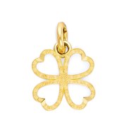 ICE ON FIRE JEWELRY 14k Solid Gold Clover Charm with Diamond Cut Detail for Bracelet, Dainty Shamrock Jewelry for Her