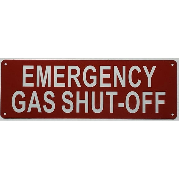Emergency Gas Shut Off SIGN (4x12,RED,Aluminum) -ref21422