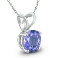 thumbnail image 2 of SZUL Women's 14K White Gold 4MM Round Tanzanite Pendant, 2 of 5