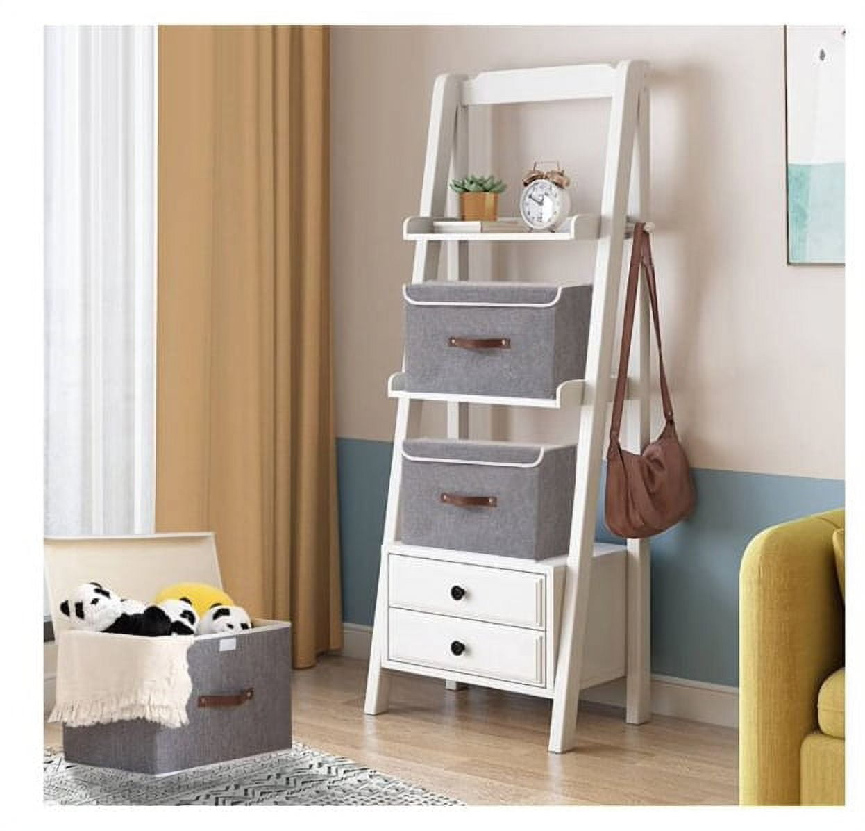 Larger Foldable Storage Cubes [2-Pack] Linen Fabric Collapsible Storage Cube Bin, Linen Closet Organizer Baskets with Lid, Handles for Toys  Home, Nursery, Closet - (Grey, 15in&10in)