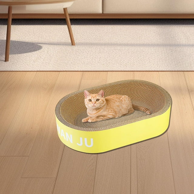 Cama de salón para Gato de lujo de cartón , cama ovalada, salón multiusos resistente al desgaste, juguetes modernos para gatos de interior S