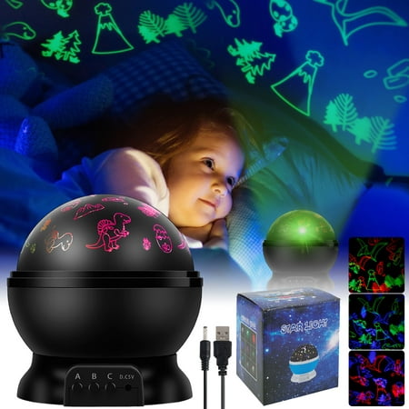 

Dinosaur Projector Night Light 360° Rotation Starry Projector Lamp with16 Colors Battery Powered 5V USB Powered Dinosaur Projection Light Toy for Kids Room Bedroom Party Decor