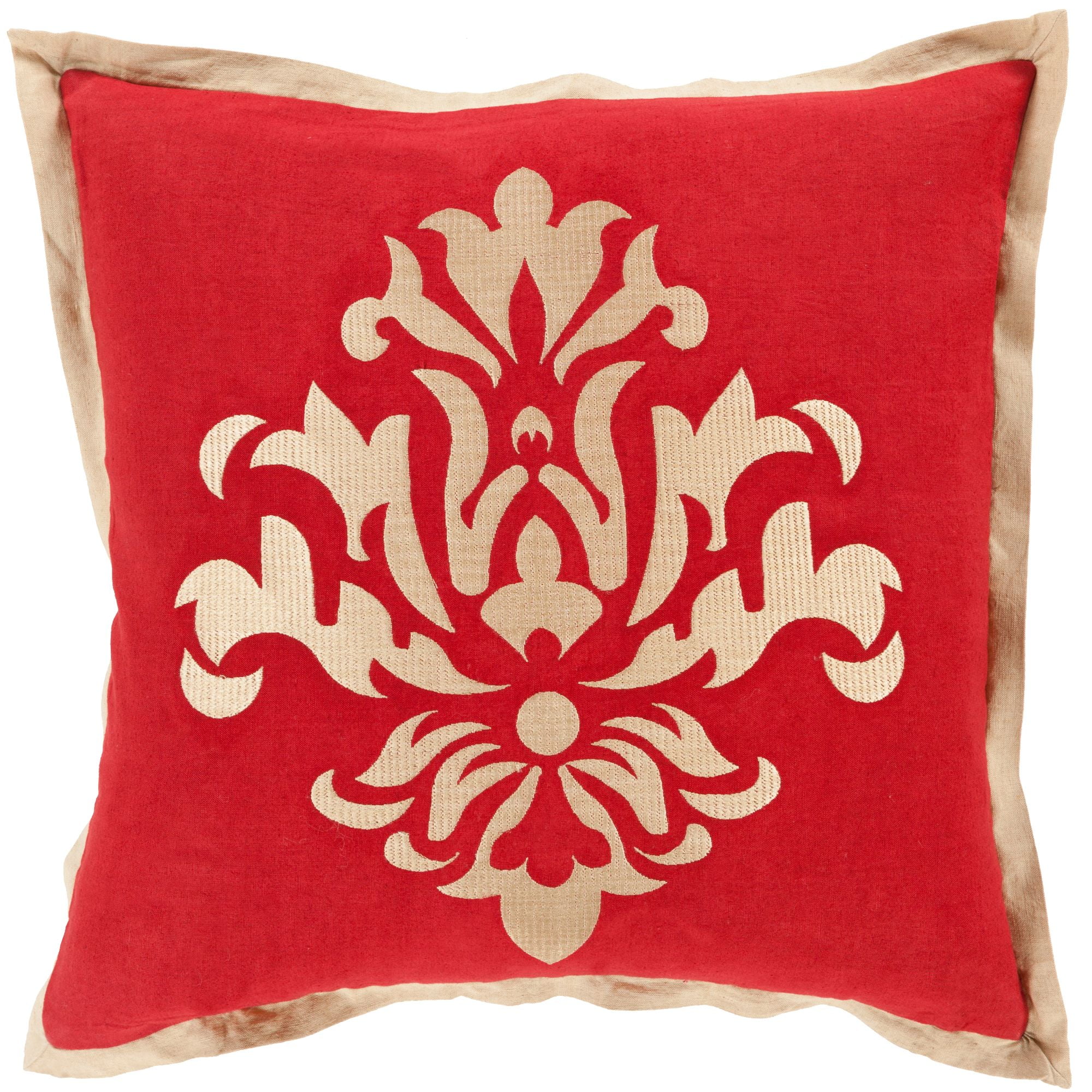 18" Red and Gold Dazzling Damask Square Throw Pillow Cover Walmart
