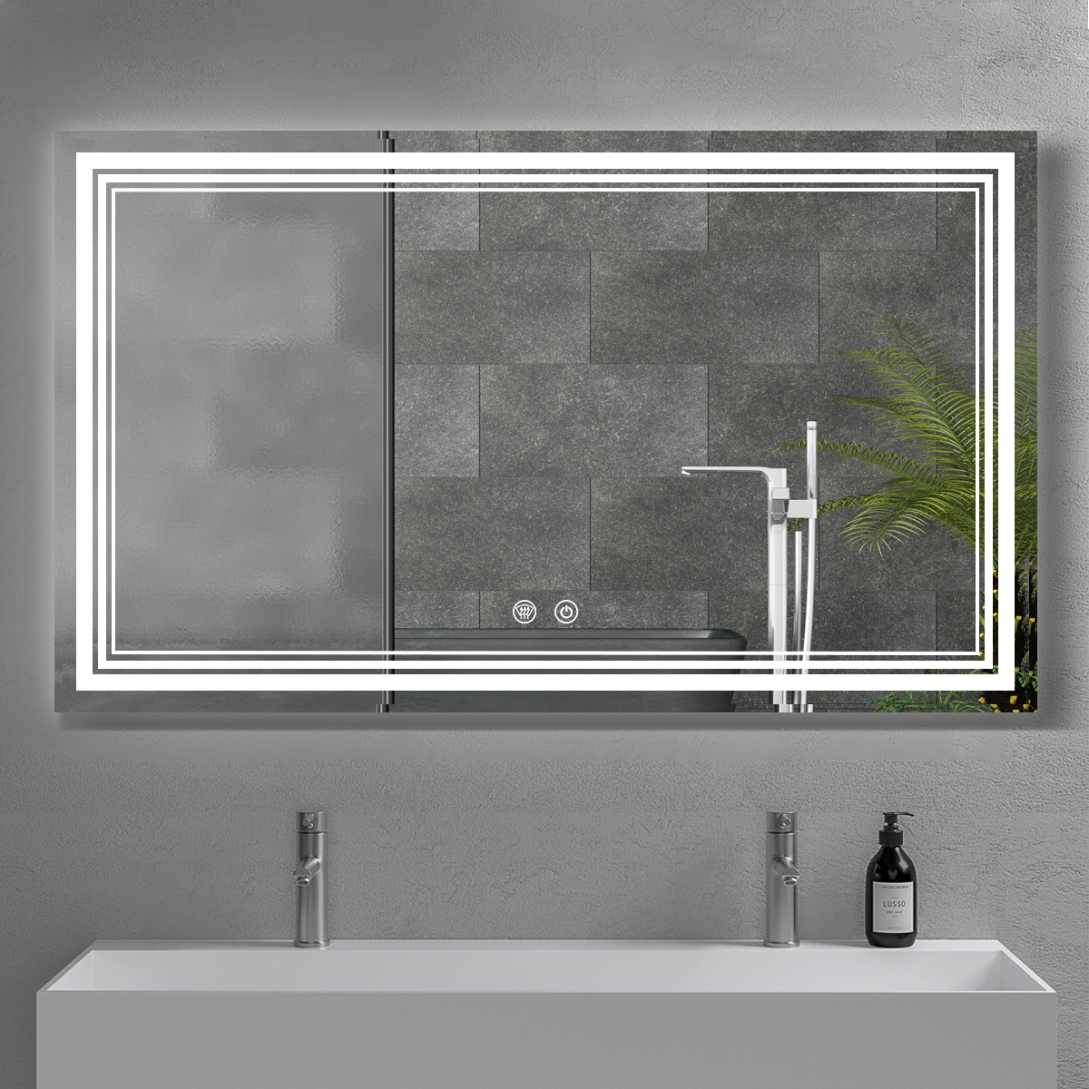 60 x 36 Inch LED Mirror for Bathroom AntiFog Vanity Mirror Wall