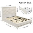 thumbnail image 6 of Homfa Queen Size LED Bed Frame with Outlets and USB Ports & Display Platform, 4 Storage Drawers Modern Crystal Button Tufted Upholstered Platform Bed Frame, Beige, 6 of 9