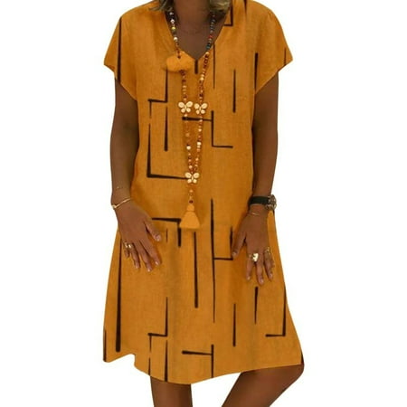 

UKAP Women V-Neck Short Sleeve Tunic Dress Casual Stripe Print T-Shirt Dress Comfy Pajamas Sleep Dress Summer Mini Dress