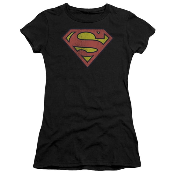 Dc Retro Supes Logo Distressed Officially Licensed Juniors T Shirt