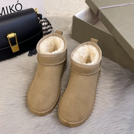 

New snow boots for women Winter new fleece-lined warm short boots Internet celebrity same style thick-soled cotton-padded shoes women‘s cotton-padded shoes