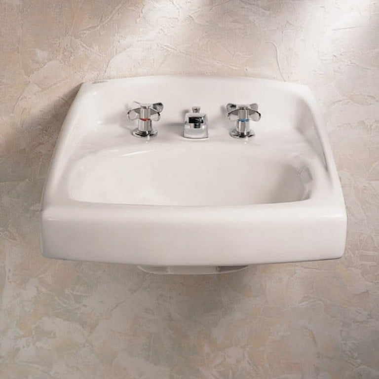 American Standard Lucerne Wall Hung Bathroom Sink in White with 4 in. Faucet Holes and Less Overflow American Standard Lucerne Wall Hung Bathroom Sink in White with 4 in. Faucet Holes and Less Overflow