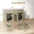 thumbnail image 3 of HOMCOM Sideboard Buffet Cabinet, 55" Farmhouse Kitchen Storage Cabinet Grey, 3 of 10