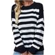 thumbnail image 3 of Suéter de manga larga informal de moda con cuello redondo y rayas en contraste para mujer Fridja  hjk902, 3 of 6