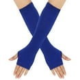 thumbnail image 1 of Conjunto de guantes largos de algodón sin dedos con rayas blancas y negras de anime para cosplay, 1 of 6