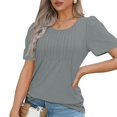 thumbnail image 5 of SDNall Loose Fitting Tops for Women Fashionable Casual Short Sleeved Loose Round Neck Solid Color Top (Gray,Sizes:S-2XL), 5 of 9