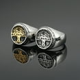 thumbnail image 2 of Vintage Classic Nordic Mythology Celtic Knot Tree Of Life Signet 14K White Gold Ring Punk Hip Hop Jewelry Gift, 2 of 9