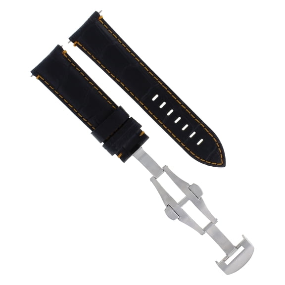 22MM LEATHER BAND WATCH STRAP FOR 46MM BREITLING NAVITIMER A24322 GMT BLACK OS