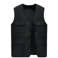 thumbnail image 2 of Men Lightweight Outdoor Sport Vest Men's Casual Fashion Multi-Pockets Solid Color Sleeveless V-Neck Top Waistcoat Outerwear Black 195, 2 of 4