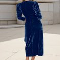 thumbnail image 6 of Womens Christmas Dress V-Neck Long Sleeve Casual Dress Blue Womens Dress A-line Formal Dress Birthday Party Dress Womens Dresses for Fall, 6 of 6
