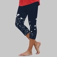 thumbnail image 4 of YDFCWXW Women's Capri Leggings Floral Printed Plus Size Capris High Waist Knee Length Slim Fit Cropped Legging for Yoga Navy, S, 4 of 6