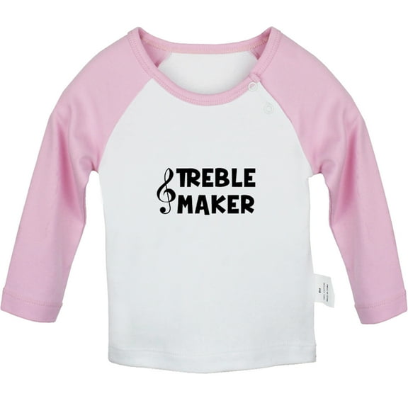 Treble Maker Funny T shirt For Baby, Newborn Babies T-shirts, Infant Tops, 0-24M Kids Graphic Tees Clothing (Long Pink Raglan T-shirt, 0-6 Months)