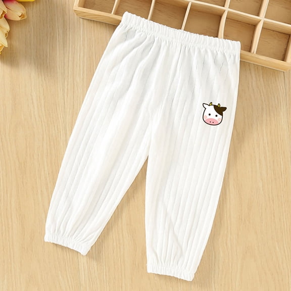 Mifsaly Boys Girls Cotton Pajama Pants Toddler Kids Ribbed Lounge Sleepwear Bottoms Soft Breathable Cute Print Sleep Trousers
