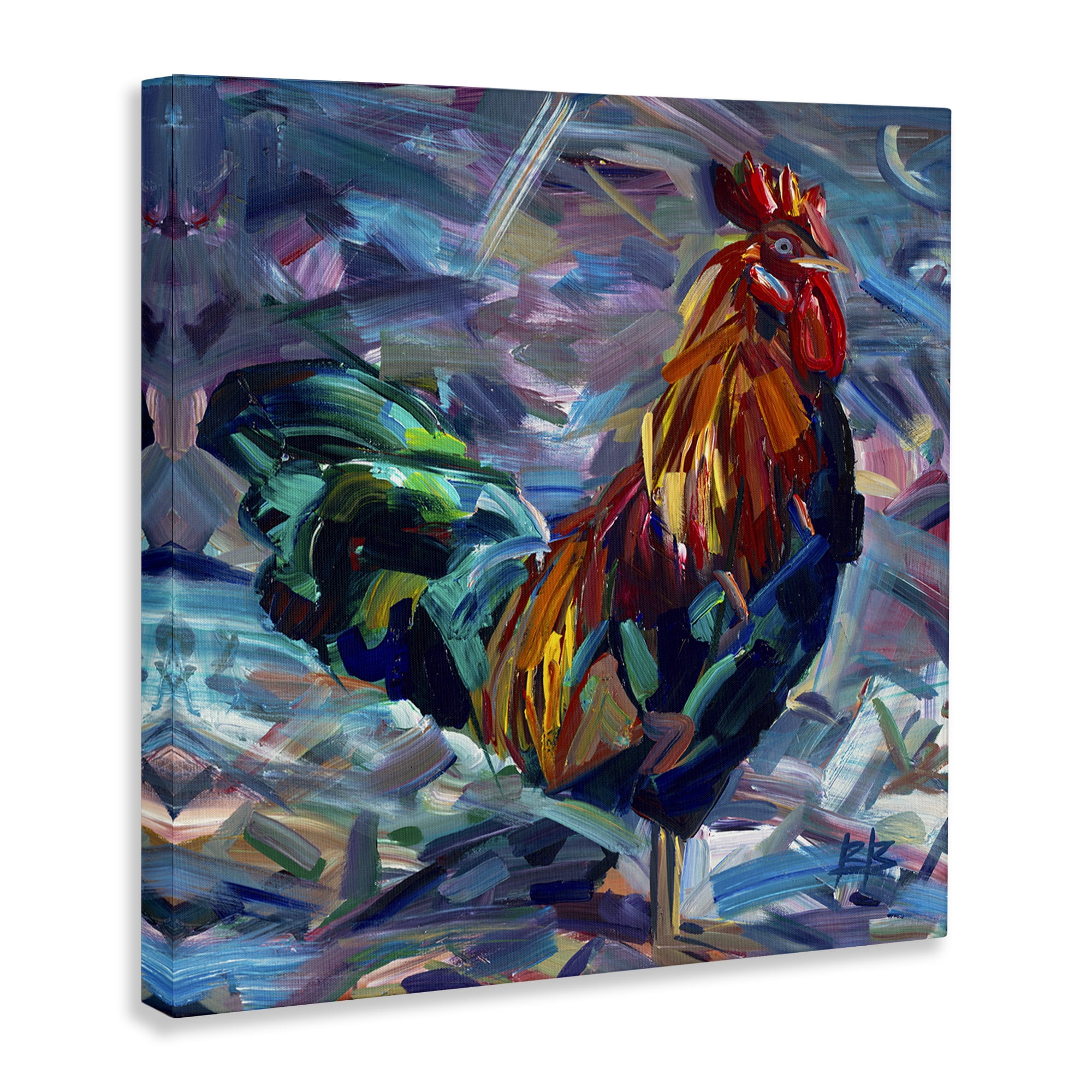 Stupell Industries Abstract Crosshatch Rooster Animals & Insects Painting Gallery Wrapped Canvas Art Print Wall Art, 24 x 24