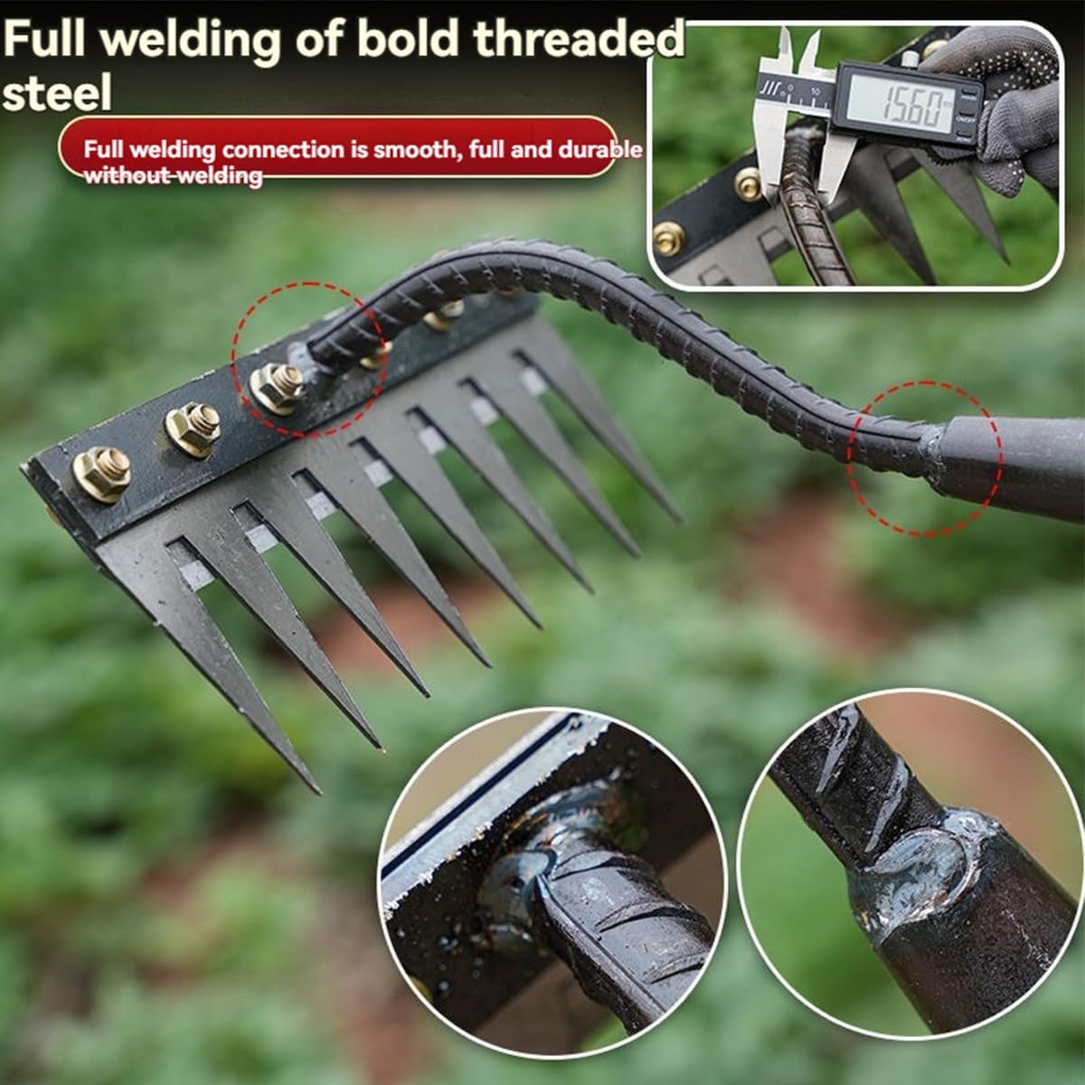 Gardenia Rake Leaf Rake Gardenia Iron Weeding Rake 2.0, 5 Teeth Hand Rake For ...