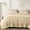 Pale Orange/White, variant on Chezmoi Collection 3-Piece Cotton Clip Jacquard Duvet Cover Set Queen, Boho Chic Tufted Pompom Striped Comforter Cover with Button Closure, Gray/White