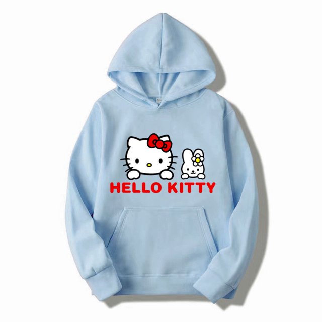 Sanrio-Sudadera con capucha de Hello Kitty para mujer, ropa bonita 3D con estampado de dibujos animados, moda de primavera y otoño, 2000s, y2k