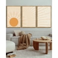 thumbnail image 3 of SHENIFY large 24x36in3pcs Natural Framed Boho Sun Wall Art Minimalist Bohemain Wall Printing Sun Lines Warm Prints Decor, 3 of 5