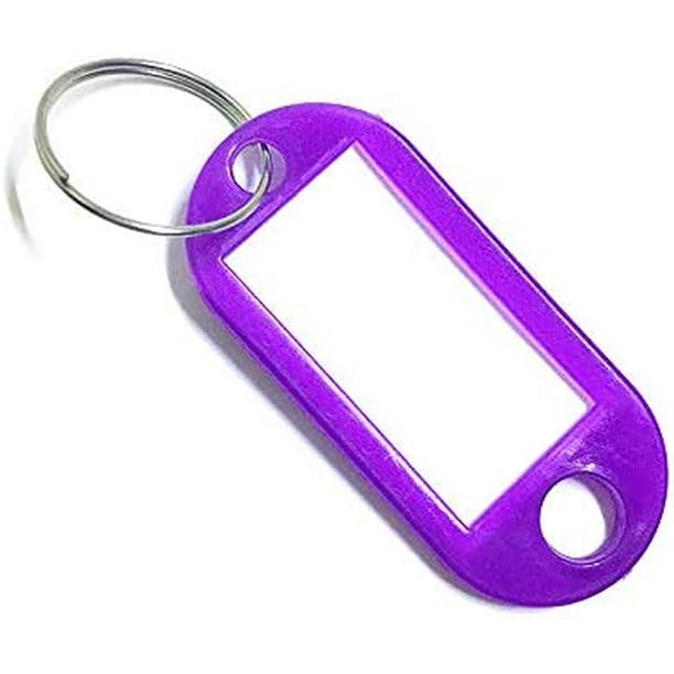 Plastic Key Tags 100 Pcs, Bulk Key Labels with Ring and Label Window