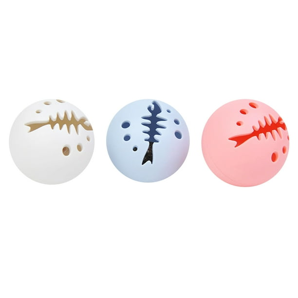 EeaseMX 3 juguetes para gatos, bolas de hierba gatera con forma de espina de pescado hueca, campana, bola luminosa, juguetes para gatitos, juguetes para jugar con mascotas.