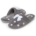 thumbnail image 2 of Zapatillas para mujer Laura Ashley con bordado de felpa suave, color gris, talla L, 2 of 5