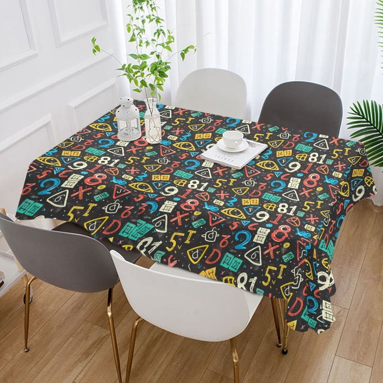 JSTEL Math Symbols Table Cloth Rectangle 60 x 108 Inch Tablecloth