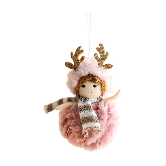 Handmade Plush Reindeer Doll Christmas Tree Hanging Ornament Soft Stuffed Cute Holiday Decoration for Home Office Party