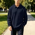 thumbnail image 5 of Fengqque Mens Polo Shirt Short Sleeve Textured Jacquard Open Collar Summer Casual Beach Stretchy Golf Shirts Navy XL, 5 of 9