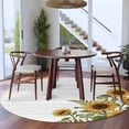 thumbnail image 3 of Round Area Rug 7 Ft, Sunflowers Washable Non-Slip Circle Carpet for Living Room/Bedroom, Wooden Summer Botanical Floral Watercolor Low-Profile Large Runner Mat Collection Rugs for Indoor, 3 of 8
