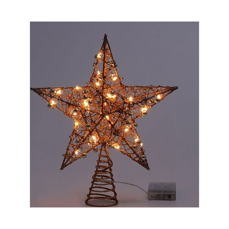 Roylvan Christmas Tree Topper with Remote Control, 60 LED Hexagonal Star  Decorative Treetop Light for Home Holiday Christmas Tree Decor, 8 Light  Modes & 4 Brightness, Gold 