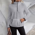 thumbnail image 6 of Womens Crewneck Sweatshirt Dqueduo Women's Double-Sided Fleece Zip Front-Pleated Pullover – Stand Collar Hoodie with Pockets Gray M, 6 of 8