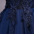 thumbnail image 6 of IBTOM CASTLE Kids Girls Flower Vintage Lace Princess Long Dress Tulle Pageant Formal Party Wedding Floor Dance Evening Gown 11-12 Years Dark Blue, 6 of 8
