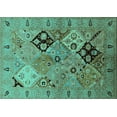thumbnail image 1 of Ahgly Company Machine Washable Indoor Rectangle Oriental Turquoise Blue Industrial Area Rugs, 8' x 12', 1 of 4