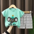 thumbnail image 2 of TOWED22 Toddler Girl Boy Clothes 2 Piece Outfits Graphic Short Sleeve Top T-Shirt Elastic Waist Shorts Pockets Shorts Set Summer(Mint Green,7-8 Y), 2 of 4