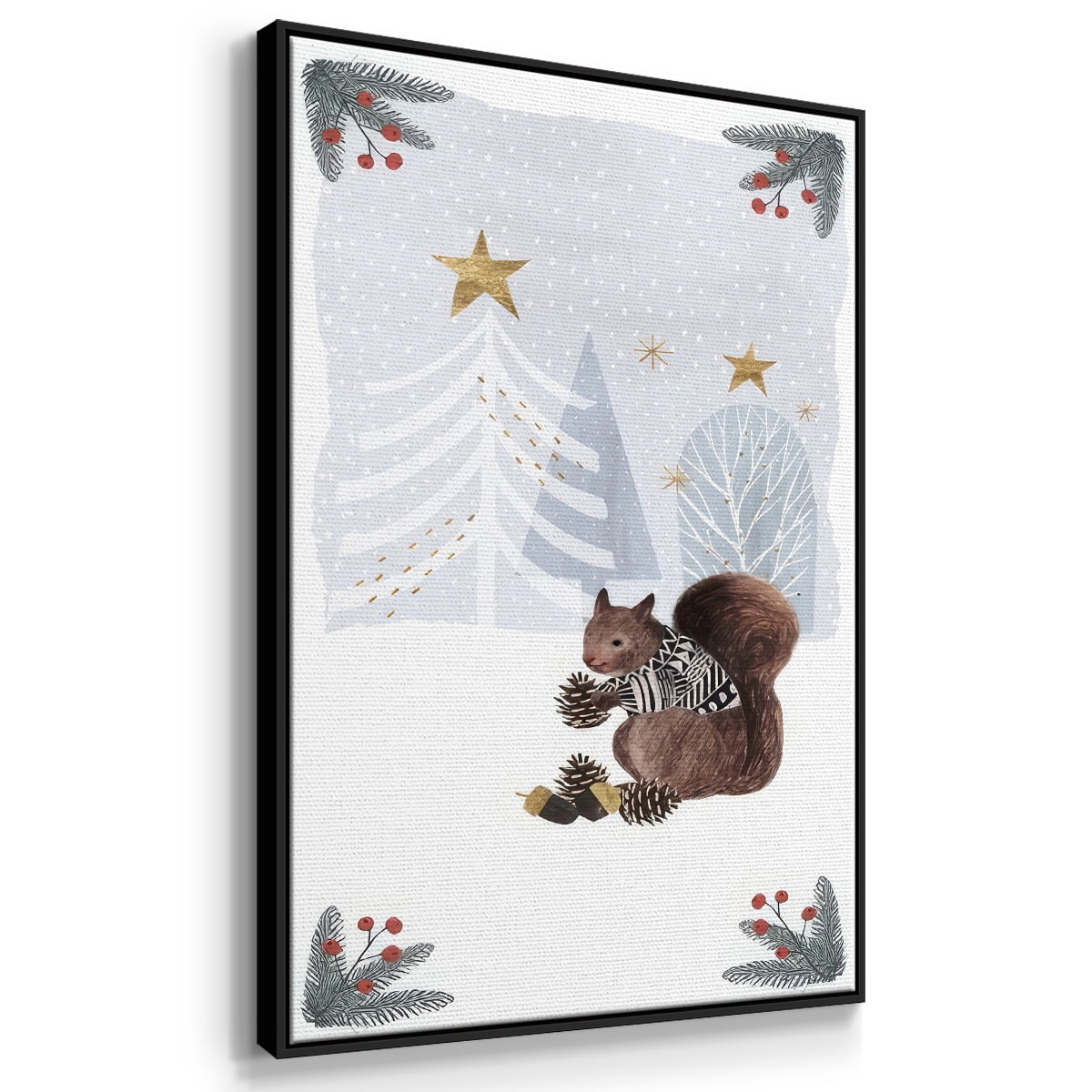 Cozy Christmas Collection B - Framed Gallery Wrapped Holiday Canvas - 17 x 25 - Black Frame