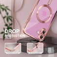thumbnail image 5 of Dteck Magnetic Case with Tempered Screen Protector for iPhone 16,Shockproof TPU Transparent Case Compatible with MagSafe Full Camera Lens Protector Plating Back Cover,Pink, 5 of 5