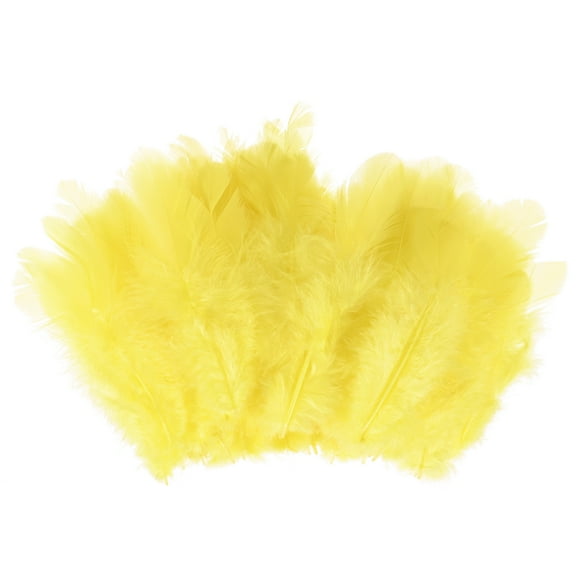 Uxcell 600-Pack Feathers for Crafting, Yellow 1.57-3.15 Inch Natural Fluffy Feathers Plume for Wedding Decorations Feathers