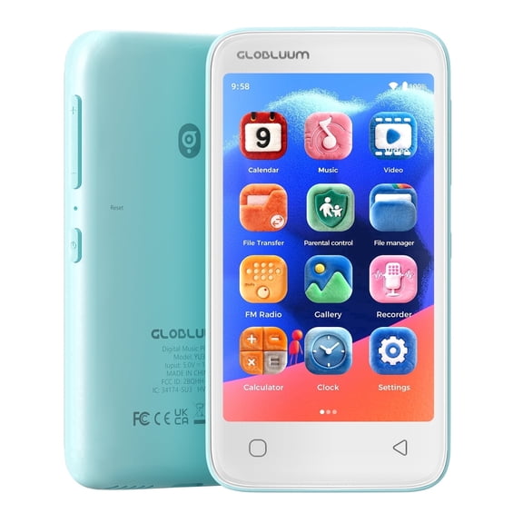 MP3 Player for Kids with 80GB Storage, 4-Inch Screen, Bluetooth & Wi-Fi, Parental Controls, Streaming & Offline Music, Blue