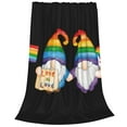 thumbnail image 2 of Honeii Happy Pride Gnome Print Fleece Blanket - Throw Blanket for Bed, Sofa, Couch, Camping, and Travel , Microplush Ultra Soft Warm Blanket-60"x50", 2 of 7