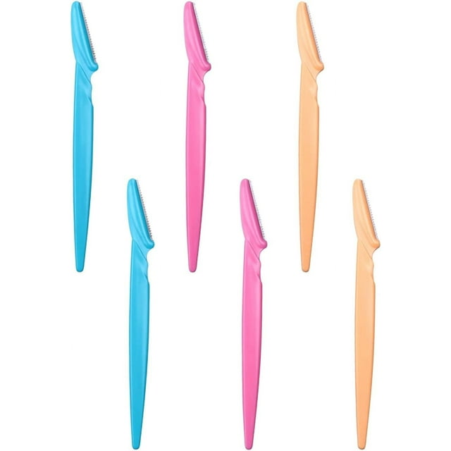 6pcs Eyebrow Razors Shaper,Safety Facial Hair Remover Face Shaver Trimmer,Exfoliating Dermaplaning Tool,Eyelash Hair Remover Cut Eyebrows Shaping Tool Eyebrow Grooming Set for Women and Men(3 colors)