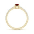 thumbnail image 2 of ANGARA Natural Classic Solitaire Ruby Promise Ring with Pave Diamonds in 14K Yellow Gold for Women (Size-4.5mm) | July Birthstone, Birthday, Anniversary, Jewelry Gift for Women | Natural Ruby Ring, 2 of 8
