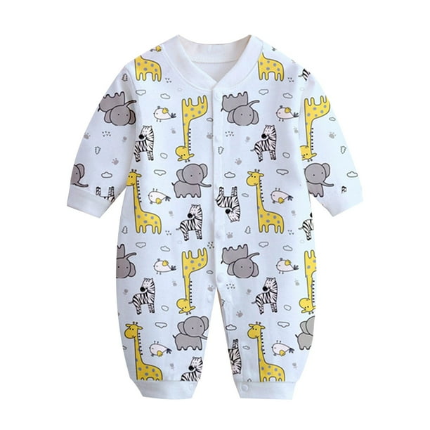 Pisexur Baby Boys Girls Cotton Rompers V Neck Long Sleeve Infant